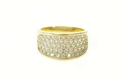 14K Yellow Gold Pave Curved CZ Encrusted Statement Band Ring