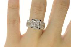 10K White Gold 1.00 Ctw Princess Halo Diamond Engagement Ring