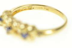 14K Yellow Gold Three Stone Sapphire Floral Statement Band Ring