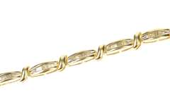 10K Yellow Gold Baguette Diamond Two Tone Classic Tennis Bracelet