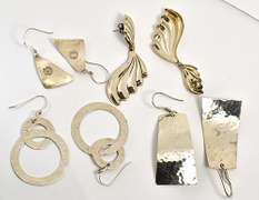 Four Pairs Sterling Dangle Earrings