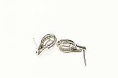 10K White Gold Oval Tanzanite Diamond Halo Stud Earrings