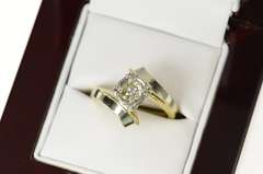 14K Yellow Gold 0.27 Ct 1950's Diamond Bypass Engagement Ring
