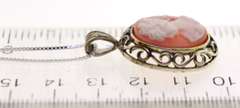 Italian Sterling Silver Cameo Pendant With Chain Necklace