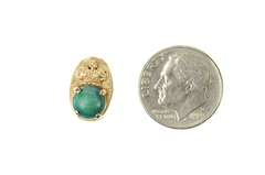14K Yellow Gold Victorian Green Cabochon Slide Bracelet Charm/Pendant