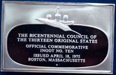 Franklin Mint Bicentennial Council The Thirteen Original States Ingot # 10