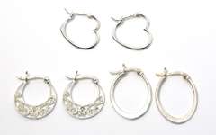 3 Pairs of Earrings Sterling Silver