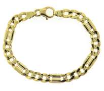 Handsome 14kt YG Men's Heavy Curb Link Station Bracelet