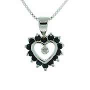 Sterling Silver Sapphire & Diamond Accent Open Heart Pendant