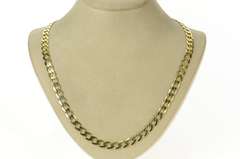 10K Yellow Gold 7.1mm Thick Curb Chain Classic Link Necklace