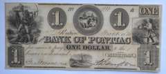 Unc 1864 $1 Bank of Pontiac Michigan Note