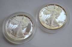 1987 S &1991 S Proof Silver Eagles With Boxs Papers
