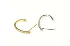 14K Yellow Gold Two Tone Resin Dotted Oval Semi Hoop Earrings