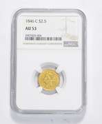 AU53 1846-C $2.50 Liberty Head Gold Quarter Eagle - Graded NGC