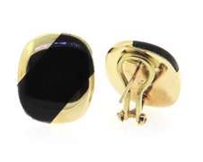 Beautiful Black Inlay Clip Earrings