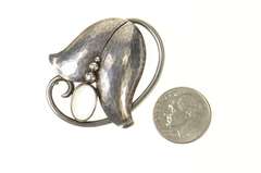 Sterling Silver Georg Jensen Ornate Moonstone Flower 822 Pin/Brooch