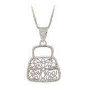 Sterling Silver Filigree Purse Hand Bag Pendant