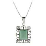 Sterling Silver Variscite Filigree Rectangle Pendant