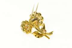 18K Yellow Gold Retro Ruby Pearl Flower Bouquet Pin/Brooch