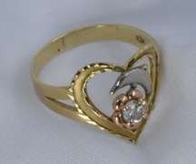 Chic Heart, Diamond, and Dolphin Ring in 14K