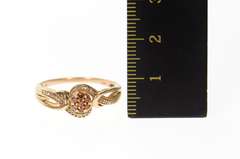 10K Rose Gold Orange Diamond Cluster Promise Engagement Ring