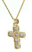 Charming 14kt YG Round Cut Amethyst and Peridot Cross Necklace