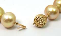 Breathtaking Golden South Sea Pearl Necklace with 14KT Yellow Gold Clasp