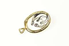 10K Yellow Gold Two Tone Family Love Diamond Halo Pendant