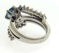 Sterling Silver Blue Topaz and Cz Ring