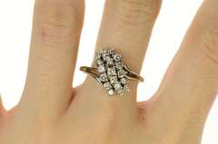 14K White Gold 0.76 Ctw Diamond Wavy Cluster Retro Bypass Ring