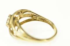 14K Yellow Gold Squared Diamond Cluster Bypass Criss Cross Ring