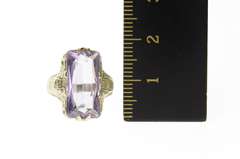 14K White Gold Art Deco Ornate Sim. Amethyst Cocktail Ring