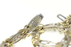 10K Yellow Gold 1.05 Ctw Diamond Two Tone Bar Link Tennis Bracelet