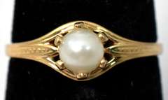 Dainty Vintage Pearl Ring in 14KT Yellow Gold