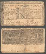 State of MARYLAND Scarce State Colonial Currency ONE DOLLAR FINE