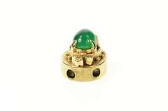 14K Yellow Gold Victorian Green Agate Slide Bracelet Charm/Pendant