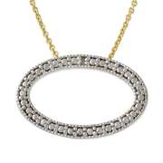 18k Gold over Silver Diamond Accented Oval Pendant