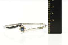14K White Gold 1.00 Ctw Sapphire Diamond Bypass Bangle Bracelet