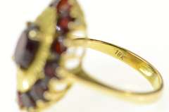 18K Yellow Gold Oval Garnet Ornate Retro Cocktail Statement Ring