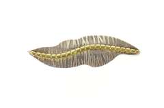 Sterling Silver Two Tone Zebra Pattern Leaf Statement Pin/Brooch