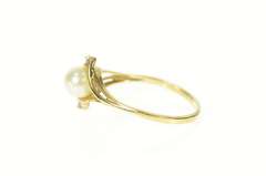14K Yellow Gold Diamond Accent Pearl Classic Statement Ring