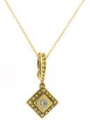 Fantastic 18kt YG Square Etruscan Style Diamond Necklace