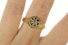 14K Yellow Gold 0.80 Ctw Victorian Diamond Halo Engagement Ring