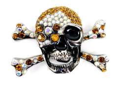 Big Rhinestone Skull Belt Buckle