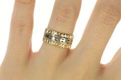 14K Yellow Gold Art Deco Two Tone Ornate Wedding Band Ring