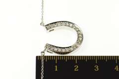 14K White Gold 0.31 Ctw Diamond Horse Shoe Lucky Chain Necklace