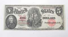 1907 $5.00 Washington, D.C. - WoodChopper - United States Large Note