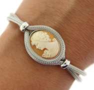 Italian Sterling Silver Yellow And White Cameo Bracelet