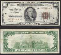 $100 1929 Federal Reserve Bank Note from Cleveland