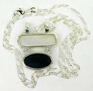 Mother of Pearl & Black Onyx Slide Pendant & Chain